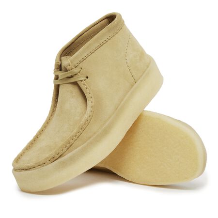 Clarks Wallabee Cup Checked Suede Boots in White for Men